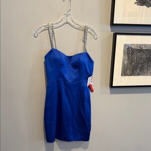 Ieena for Mac Duggal Blue Mini Cocktail Dress